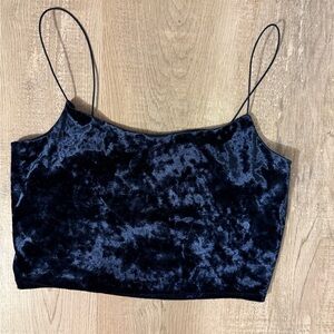 Velvet Spaghetti Strap Top - Blue